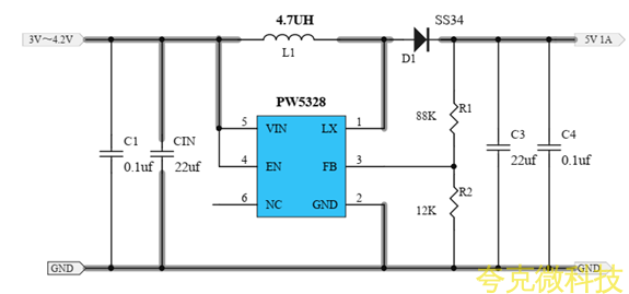 2.4V升3.3V，2.4V升3V，1A大电流升压芯片