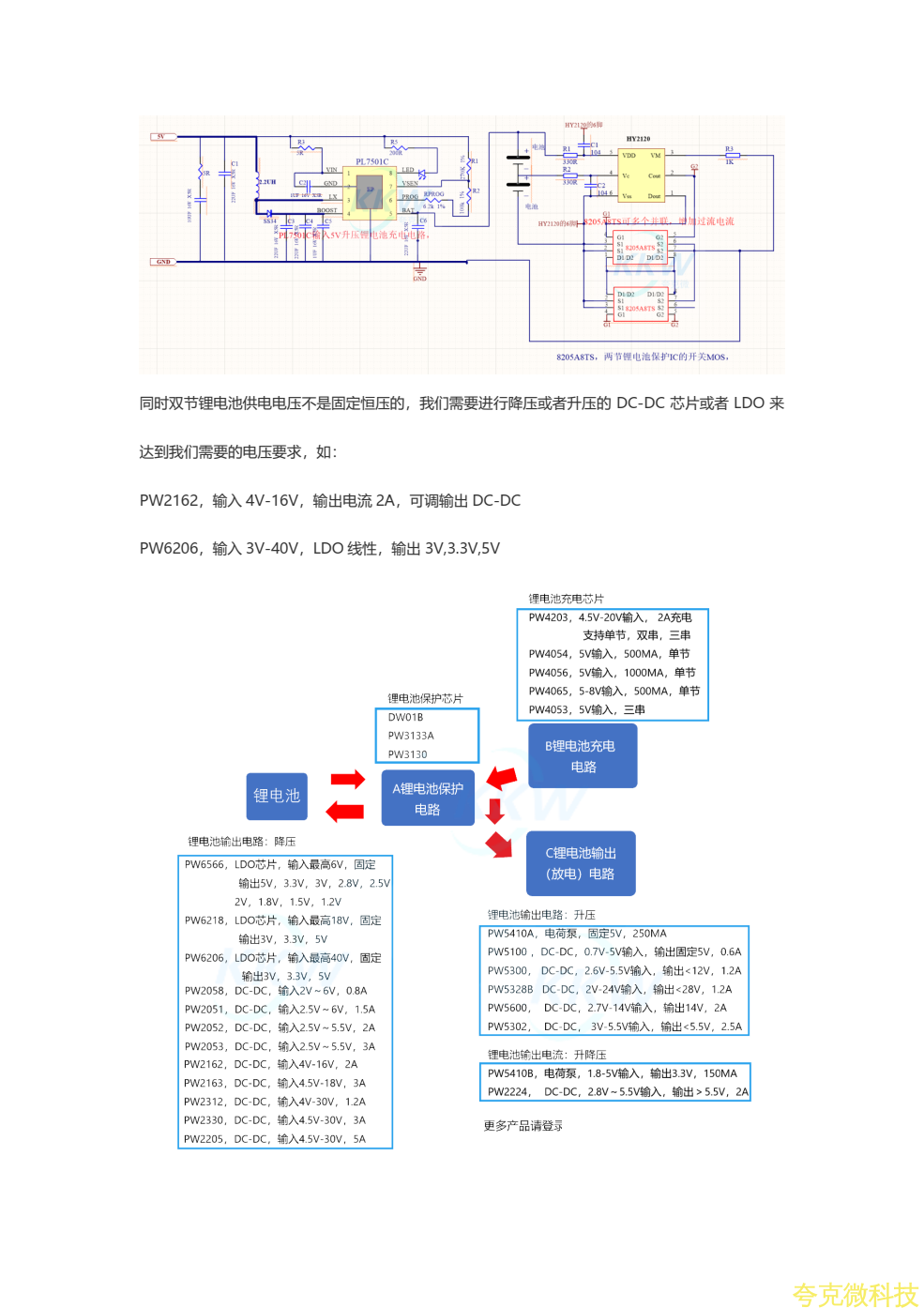 双节锂电池充电IC，芯片电路图