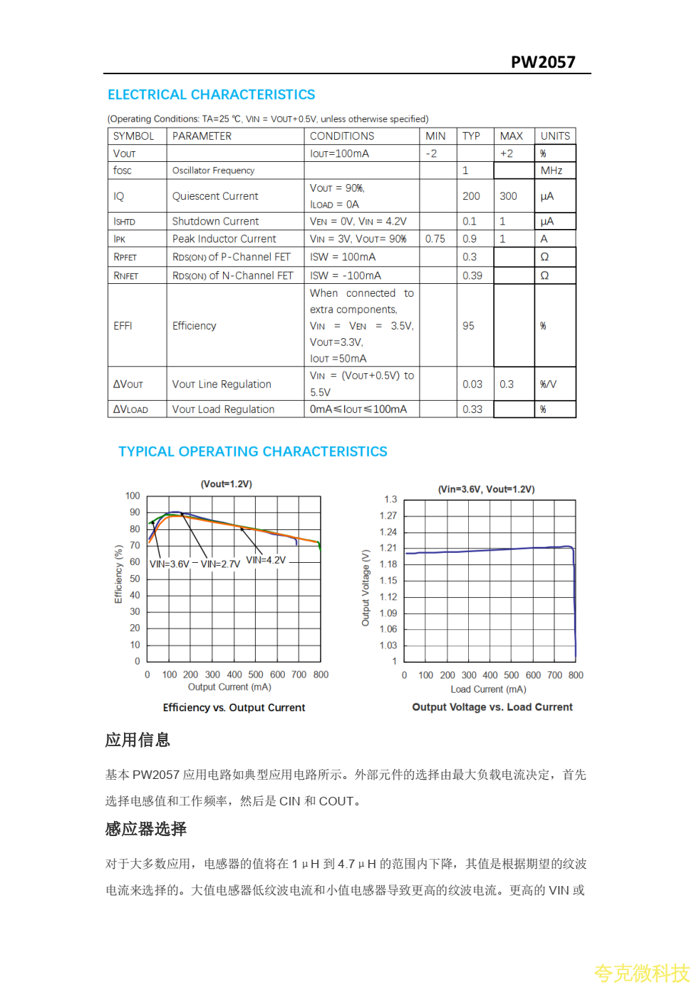平芯微PW2057降压芯片PDF规格书