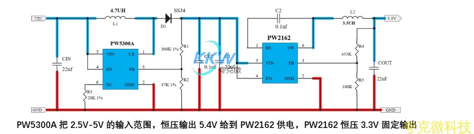 2.5V-5V 升降压 3.3V1.5A 恒压输出电路板