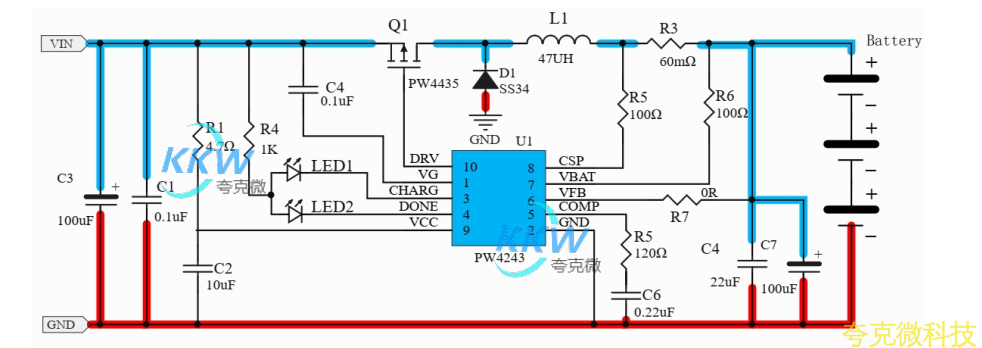 15V-24V 输入三节串联锂电池 2A 充电管理板