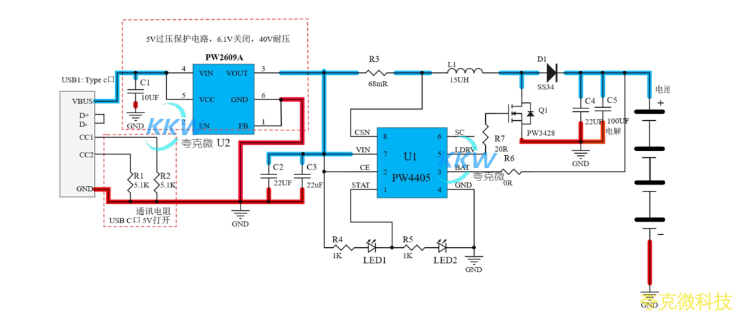 5V 输入含耐很高过压保护,四节串联锂电池充电管理板 16.8V 