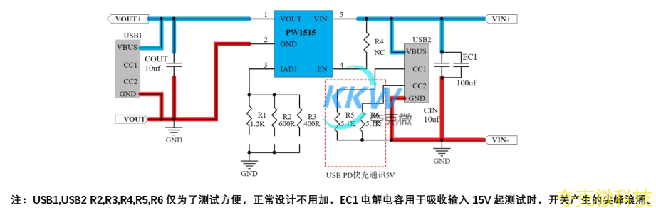 耐压 32V， 5V 输入限流和过压保护芯片模板 PW1515， 0.5A-1.5A